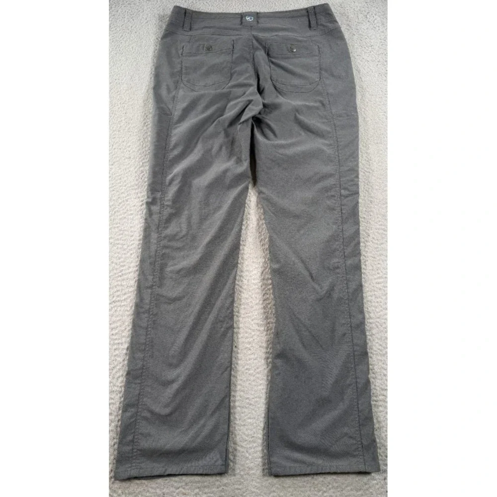 Kuhl Trekr Pants Womens 8 Gray Logo Nylon Mid Rise Straight Leg Hiking Camping